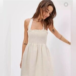 American Eagle Smocked Ivory Mini Dress or Beach Coverup Sz L